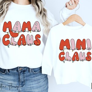 Mamá Claus y Mini PNG a juego para Navidad, Mamá PNG, Mamá y yo en Navidad PNG, Diseño de sublimación navideña, Descarga digital de Mamá Claus