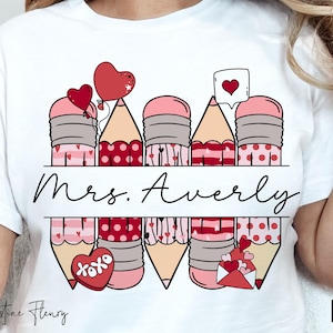 Teacher Name Pencil Valentine PNG, Teacher Png, Valentine Day Png, Trendy Valentine, Teacher Appreciation, Gift for Teacher, Teacherlife
