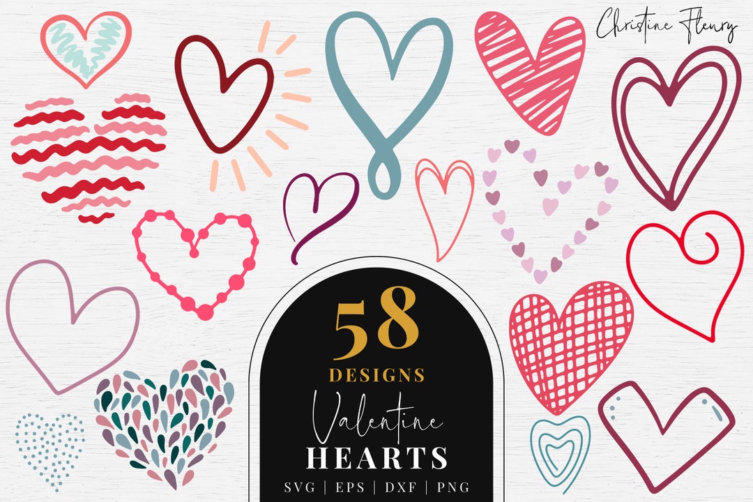 Hearts SVG Bundle, Valentine Svg, Love Heart Svg, Love SVG, Hand Drawn ...