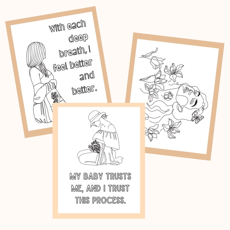 BIRTH AFFIRMATION Coloring Pages Pregnancy Coloring Pages - Etsy