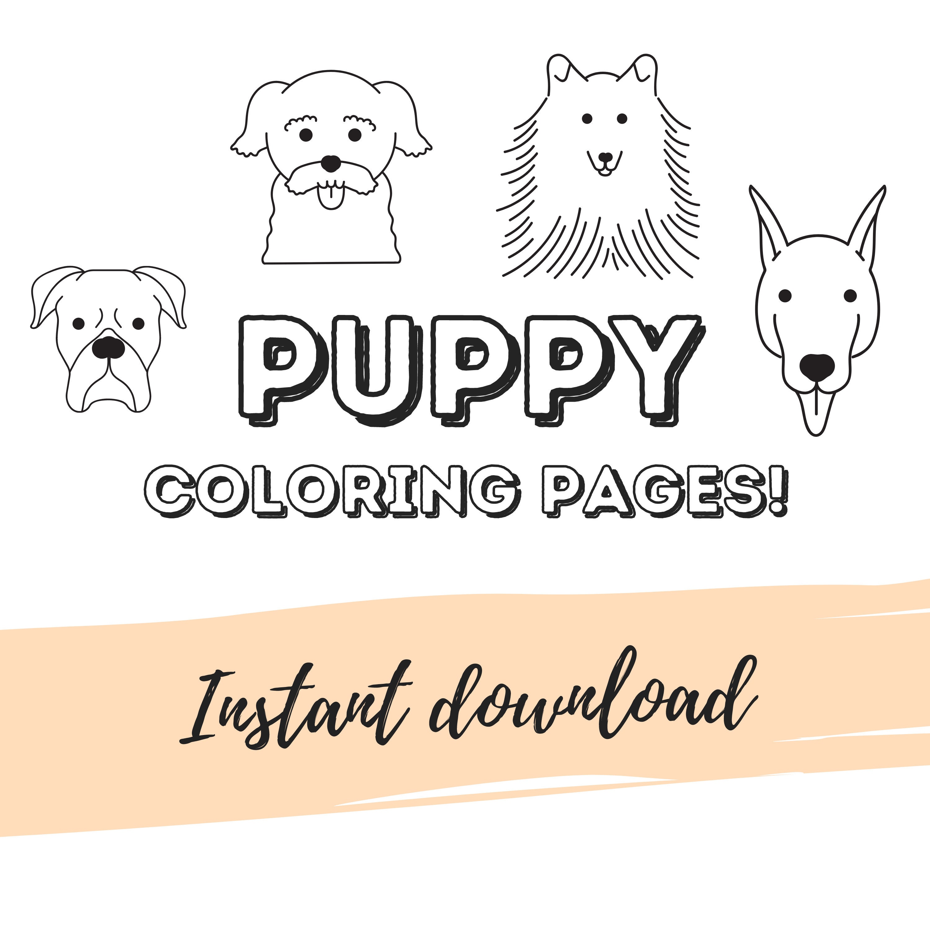 puppy coloring pages printable coloring animal coloring etsy