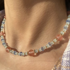 Heart Chakra Yoga Necklace Her Deep Inner Healing Bead Necklace 8mm Natural Rose Quartz Love Necklace Women Throat Chakra Crystal Necklace