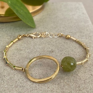 10mm Green Jade Bracelet Women Minimalist Gold Bracelet Dainty Layering Bracelet Circle Gold Charm Bracelet Christmas Tiny Gift Bracelet Her