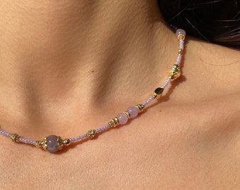 Handmade Purple Quartz Crystal Choker Necklace