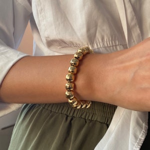 Goudgevulde kralenarmband, uniseks dikke ketting