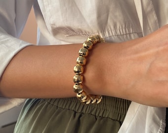 Gold Filled Bead Bracelet Women Large Ball Chain Bracelet Men Dainty Gold  Bracelet Unisex Bracelet Gold Ball Bracelet Chunky Chain Bracelet