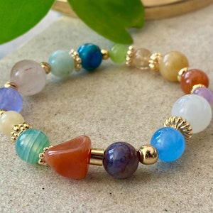 Regenbogen Quarz Armband Frauen Heilkristall Armband Mutter Natürliche Edelstein Charme Armband Chakra Armband Weihnachtsgeschenk für Tochter