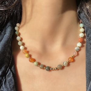 Meditation Grounding Calming Energy Protection Yoga Necklace Orange Agate Gemstone Necklace Healing Quartz Stone Necklace Gift for Men