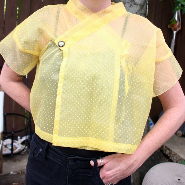 Sheer Yellow Recycled Modern Hanbok Blouse