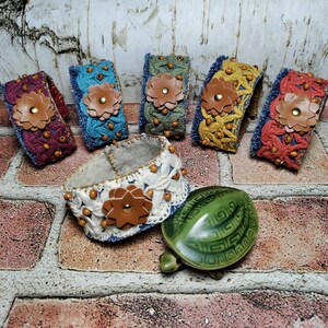 Pulseras Boho recicladas, pulseras unisex Denim Cuff