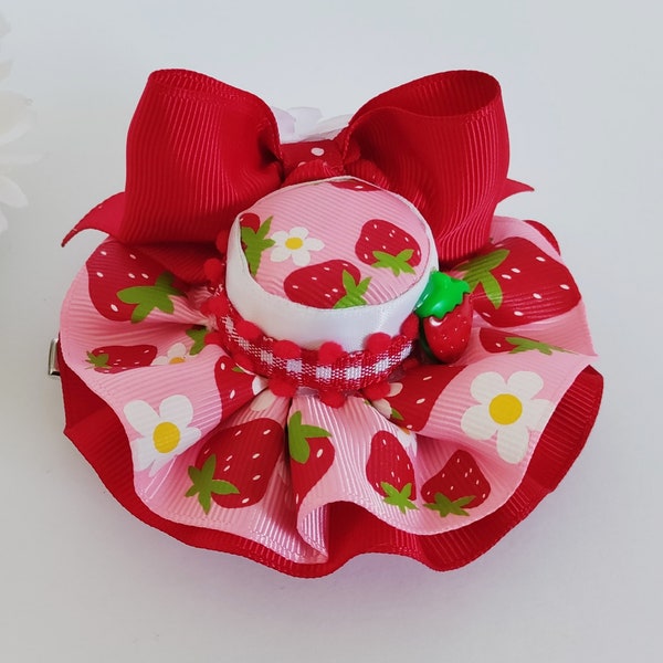 Strawberry Mini Hat: Tea Party Hair Clip