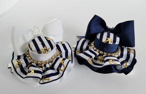 Sailor Hats for Girls, Anchor and Rudder Hats, Gold Navy and White