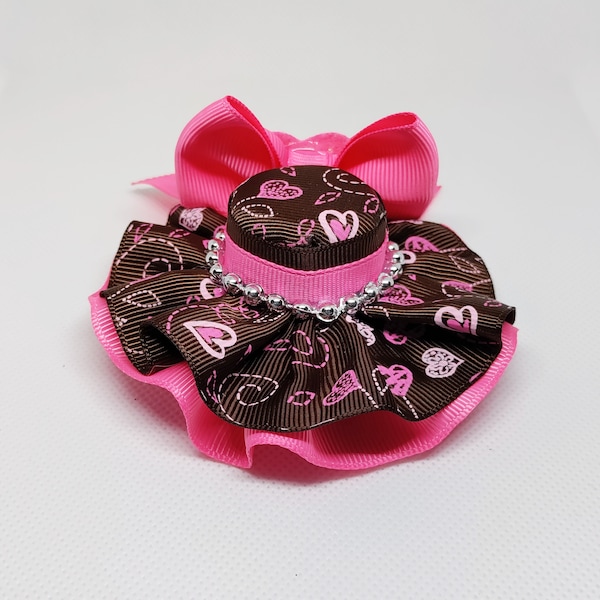 Valentines Day Chocolate Mini Hat, Mini Hat Hair Clip, Valentines Day Hat For Pets, Girls Valentines Day Soft Headband, Small Hat For Dogs