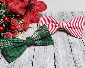 Set Of 2 Large Bows!, Christmas Hair Bows With Clip, Fabric Hair Bows For Girls And Women