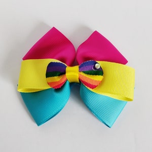 Pride Hair Bows, Pansexual Colors Bow, LGBTQ+ Clips Bows