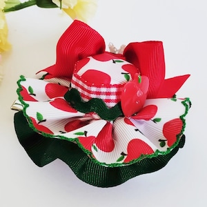 Red Apples Mini Hat For Girls, Tea Party Hat,  Millinery For Girls, Apples Hair Clip, Mini Hat Hair Clip, Mini Hat, Hat.