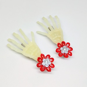 Skeleton Hand Hair Clips, Halloween Hair Clips, Day Of The Dead Hair Clips, Set Of Two Hair Clips, Día De Los Muertos Clips, Skeleton Hands.