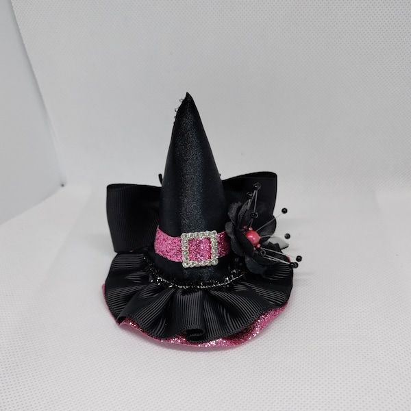 Mini Witch Hat, Witch Hat Hair Clip, Witch Hat Headband For Babies, Pink Witch Hat, Witch Hat For Girls, Witch Hat For Pets, Witch Hat