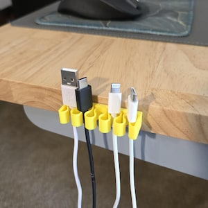 Kit de gestión de cables adhesivos / Organizador de cables de escritorio, soporte para carga USB