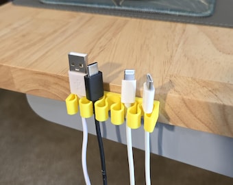 Adhesive Cable Management Set | Desk Cord Organizer, USB Charging Holder