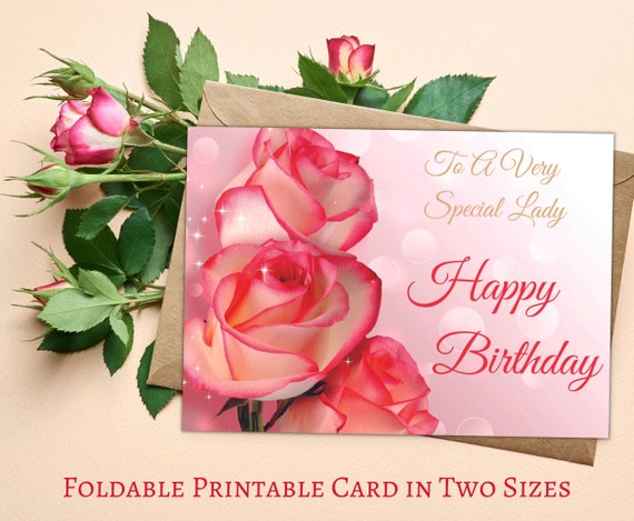 Happy Birthday to A Special Lady Floral Watercolor Printable - Etsy