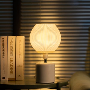 Minimalist Table Lamp - Home Decor - Round Pleated Lampshade Ceramic Lamp Base Bedside Lamp