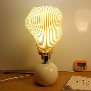 Mushroom Lamp Retro Table Lamp Art Deco Lamp 3D Printed Shade Ceramic Base Mushroom Lamp Shade 5W LED Bulb zdjęcie 1
