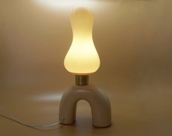 Steampunk Decorative Table Lamp with 3D Printed Lampshade Ceramic Base - Art Deco - Funky Bedside Lamp