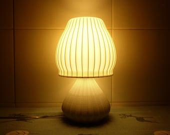 Jellyfish Table Lamp - Pleated 3D Printed Bedside Lamp - Art Decoration
