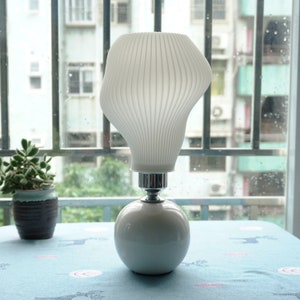 Mushroom Lamp Retro Table Lamp Art Deco Lamp 3D Printed Shade Ceramic Base Mushroom Lamp Shade 5W LED Bulb zdjęcie 8