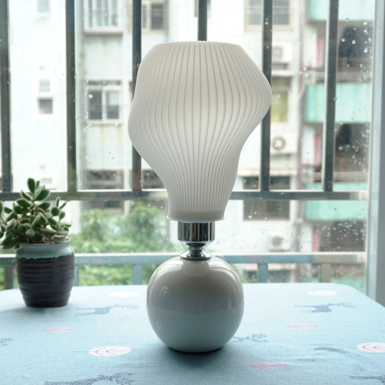 Mushroom Lamp Retro Table Lamp Art Deco Lamp 3D Printed Shade Ceramic Base Mushroom Lamp Shade 5W LED Bulb image 8