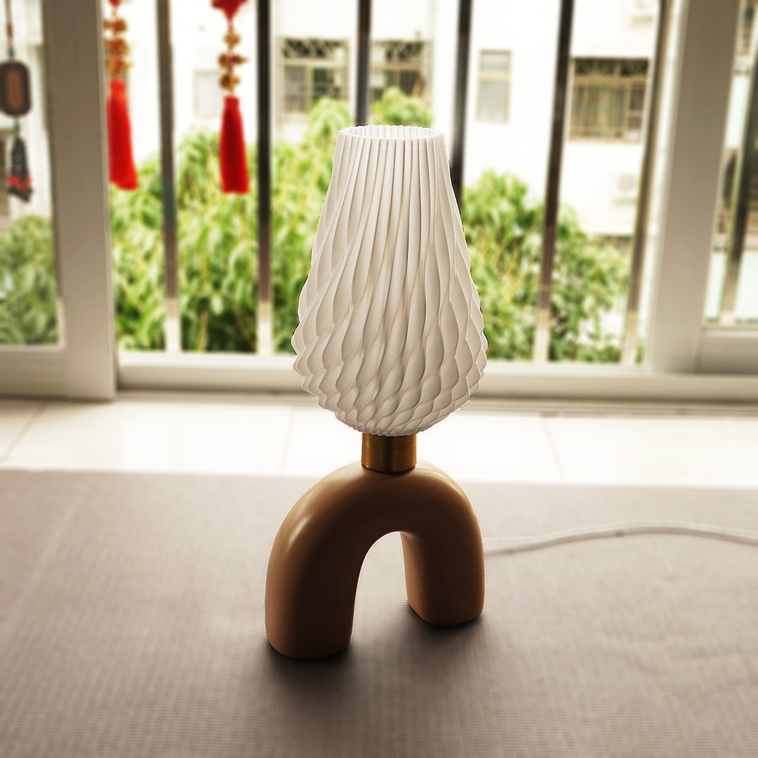 Ripple Table Lamp 3D Printed Lampshade Ceramic Base - Etsy