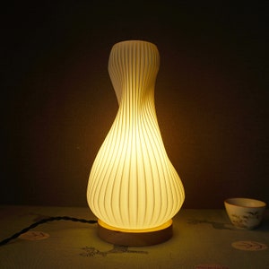 Gefaltete Hulu Tischlampe Retro Design Leuchte für Schlafzimmer, Wohnzimmer 3D gedruckte Lampe Bild 2