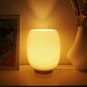 Bedside Lamp - Minimalist Lamp of 3D Printed Shade - USB Power Night Light