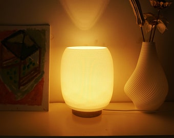 Bedside Lamp - Minimalist Lamp of 3D Printed Shade - USB Power Night Light