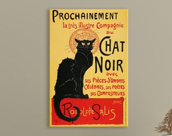 3dRose CST_79211_1 Le Chat Noir Vintage French Black Cat-Soft Coasters Set of 4 
