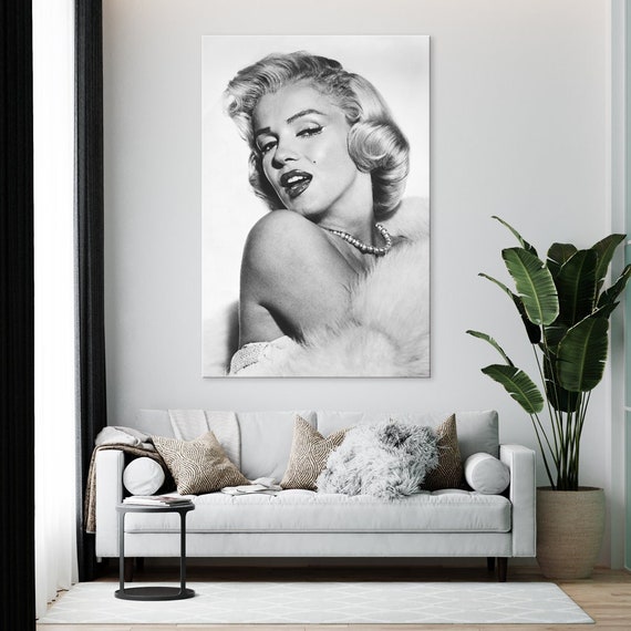 Marilyn Monroe Canvas Wall Art Monroe Black and White Photo Etsy