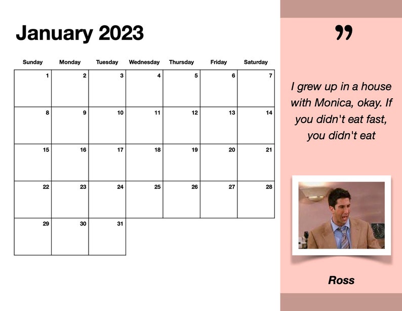 Friends Themed Digital Calendar Digital Planner 2022-2023 | Etsy