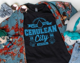 Cerulean City Anime Graphic Top, Japanese Video Game