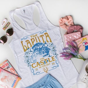 Visit Laputa Racerback Destination Tank Top, Anime Tank, Kawaii Movie Racerback