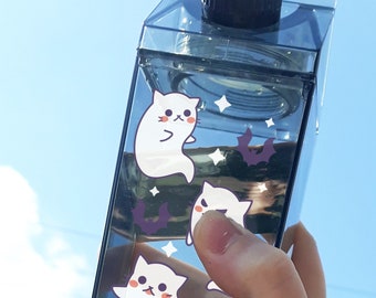 Kawaii Cat Ghosts Water Bottle, Kawaii Water Bottle, 16.9 oz Bottle, Cute Halloween Drinkware