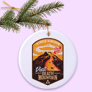 Visit Death Mountain Christmas Ornament, Video Game Ceramic Christmas Tree ornament, Anime Xmas Home Decorations Decor
