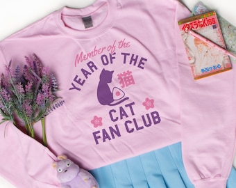 Year of the Cat Fan Club Unisex Crew Neck, Anime Sweatshirt, Kawaii Zodiac Crew