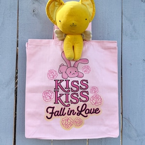 Kiss Kiss Fall in Love Tote Bag, 14&#39;&#39; Wide Gusseted Shopping Bag, Kawaii Anime Tote Bag