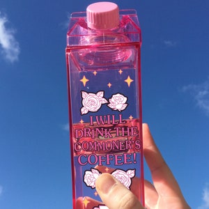 I Will Drink the Commoner's Coffee Milk Carton Water Bottle, Kawaii Anime Water Bottle, 16.9 oz Bottle