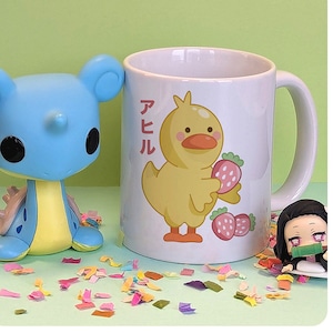 Cute Duck  11 oz Coffee Mug, Anime Kawaii Coffee Cup