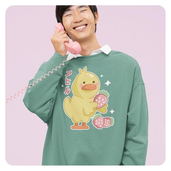 Cute Duck, Kawaii Duck Comfort Colors Crewneck Sweatshirt, Kawaii