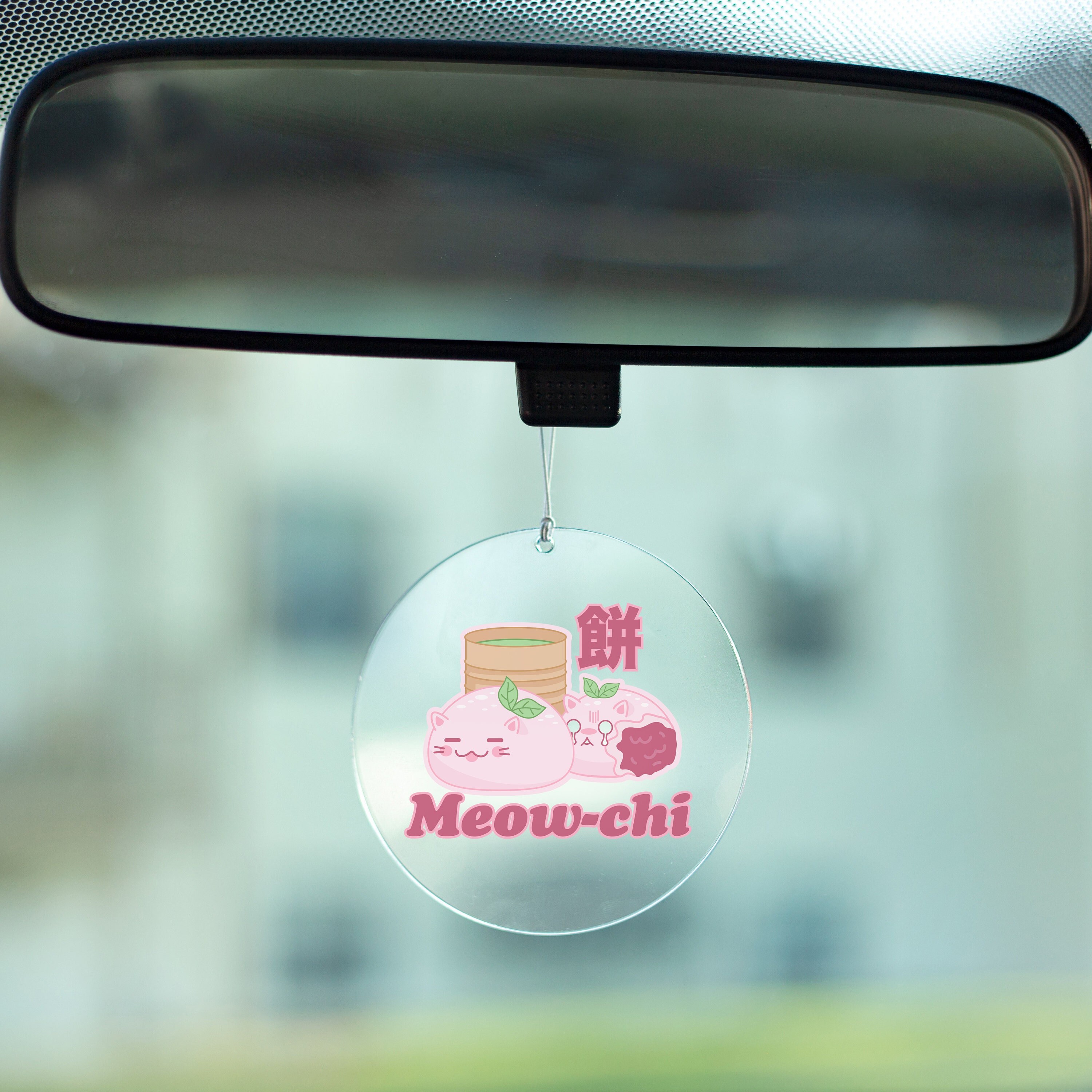 Cute Meow-chi Design, Cat Mochi Rearview Mirror Car Decor, New