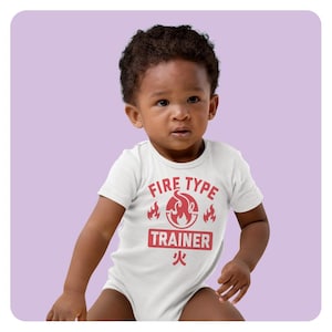 Fire Type Trainer Baby Bodysuit, Anime Baby Outfit, Kawaii Baby Bodysuit, Nerdy Baby Shower Gift