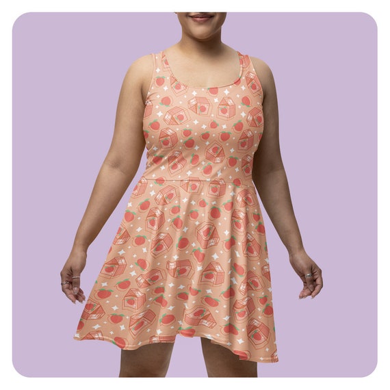 Peach Milk Pattern Skater Dress Kawaii Dress Peach Pattern Kawaii Summer Dress Kawaii Gift Etsy